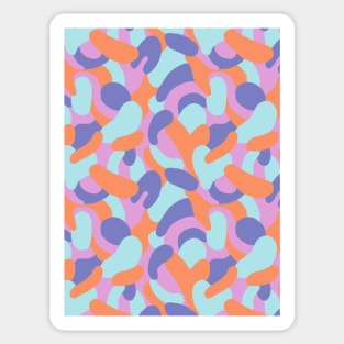 Colorful abstract swirls pattern in blue, teal, lavender and orange Sticker